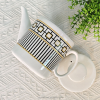 Ensemble théière et tasses à café en céramique simple et luxueux, cadeau d'affaires, pour la maison, le bureau, les banquets, tasse à thé aux fleurs