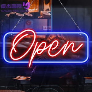 Letrero Luminoso LED 'We Are Open' en Rosa, Azul y Amarillo, Decoración de Pared con Interruptor de Encendido/Apagado y Adaptador para Bares, Cafeterías y Fiestas - Product Image 2