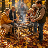 Système de barbecue rotatif BlazeFor, fourgonnettes en acier inoxydable 304 de 40x80cm et pinces offertes pour les fêtes en plein air