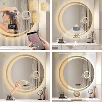 Miroir de salle de bain moderne intelligent Miroirs de bain ronds muraux avec écran tactile Miroir de salle de bain intelligent avec lumière LED