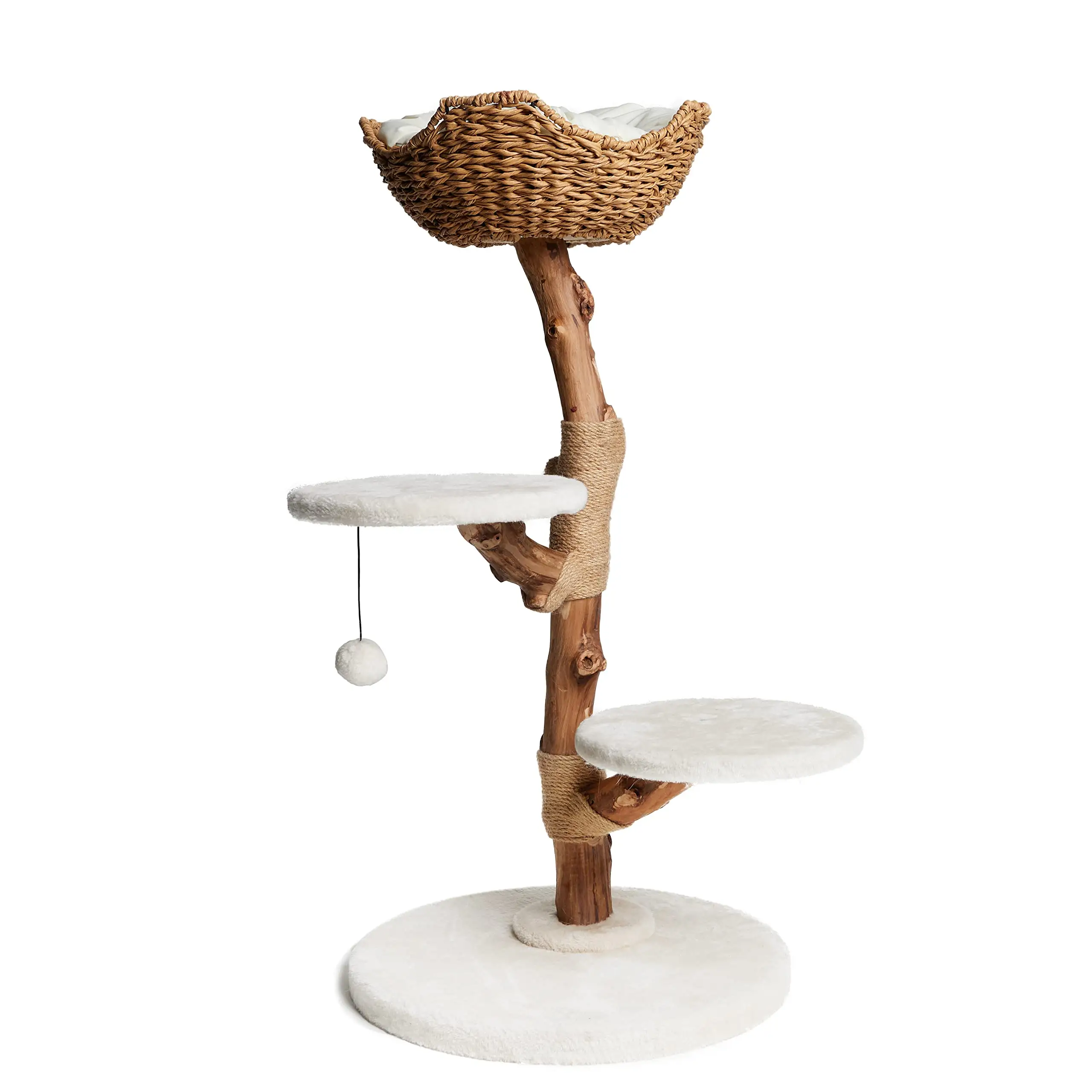 Hot selling Modern Cat Tree-Multi Level Natural Wood Cat Tower-Unique Design Easy Climb for Small and Old Cats