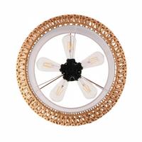 Suspension rustique haut de gamme en fer et corde de papier, cadre en fer noir mat, base de lampe E26/E27, luminaire suspendu naturel