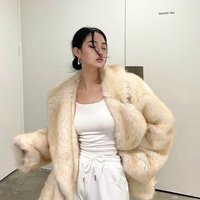 Manteau d'Hiver Épais et Chaud en Fausse Fourrure de Vison à Grande Peau, Col Large, Long, de Luxe pour Femme, Veste Manteau d'Extérieur