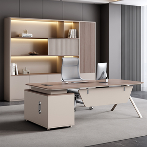 Escritorio de Oficina Ejecutivo Moderno en Forma de L, Convertible, de Madera, con Panel Extensible para Gerentes y Ejecutivos - Product Image 1