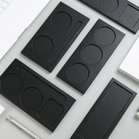 Porte-documents de luxe en cuir PU noir A4 pour réunions, avec porte-stylo et logo personnalisé, pour bureau et écriture