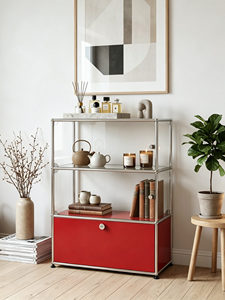 Luxury Bauhaus Modular Sideboard Mid-century Modern Stainless Steel 3-shelf Living Room <b>Storage</b> Shelving <b>Cabinet</b> - Product Image 1
