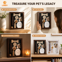 Boîte commémorative raffinée en bois pour animaux de compagnie, cadre artisanal en pin pour la conservation des souvenirs de chien ou de chat