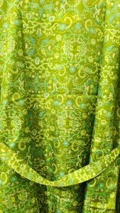 Bata de dormir informal de seda 100% tejida con estampado paisley verde para mujer, manga corta, cuello vuelto, largo completo - Product Image 6