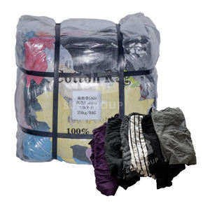 出荷準備済み1kg 10kg 25kg工業用トラポ使用Tシャツ布コットンスクラップ10kgベール工業用クリーニング拭き布 - Product Image 4