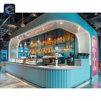 Comptoir de service moderne pour café, vitrine à gâteaux en verre et bois, présentoir à pâtisserie