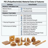 Plaque et tige en polyimide ambré PEI Ultem 1000, résistant aux hautes températures, antistatique, isolant, plastique vierge, usinage CNC personnalisé