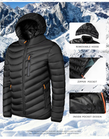 Veste à capuche détachable en nylon pour hommes, manteau imperméable d'hiver décontracté, matelassé, coupe-vent, vestes à bulles d'extérieur rembourrées