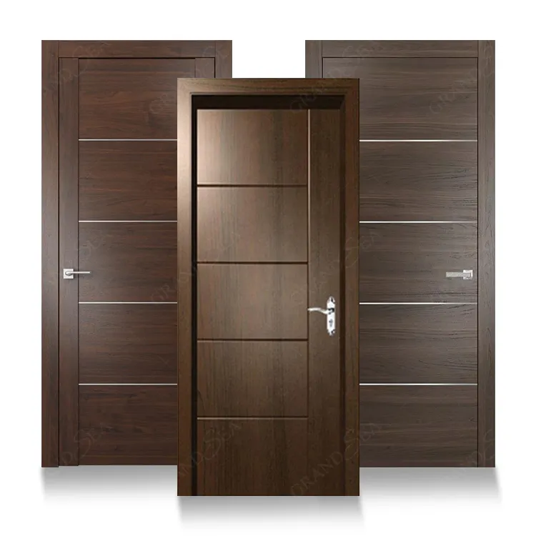 Portes intérieures en bois luxueuses de conception de porte intérieure avec le cadre pour la villa d'appartement de chambre à coucher