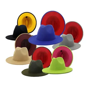 Phụ Nữ Mũ Stylish Hai Tone Fedora Hat Phụ Nữ Tùy Chỉnh Rộng Vành Đen Fedora Top Bowler Fedora Hat