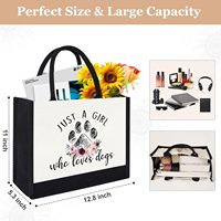Sac fourre-tout en toile laminée réutilisable pour la plage, avec longue poignée pour femmes, cadeaux mignons pour les amoureux des chiens, cadeau pour les amoureux des animaux