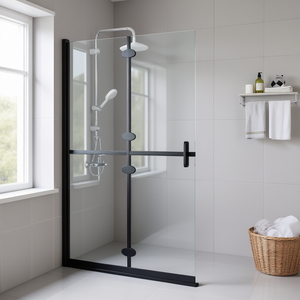Puerta de Ducha Plegable con Marco, Vidrio ESG de 27.6x74.8 Pulgadas, Diseño Minimalista, Mampara para Baño - Product Image 2