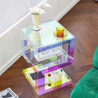 Table d'appoint moderne en acrylique au design créatif avec grande capacité pour le mobilier de salon