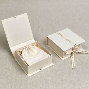 Wholesale Custom Luxury Wedding <strong>Memory</strong> <strong>Box</strong> Rigid Cardboard Gift <strong>Box</strong> with Satin Ribbon for Bridal Keepsakes - Product Image 4