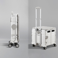 Chariot de transport pliable en plastique pour animaux de compagnie, 4 ou 8 roues, avec poignée, pour la marche, le camping, le marché, noir et blanc