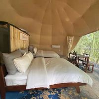 Vente en gros de tente dôme géodésique igloo glamping extérieur avec couverture de toit en PVC tente à billes circulaire avec caractéristiques de salle de bain