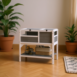 Habitat para animales pequeños Db, casa de madera de varios niveles para tortugas y otras mascotas. - Product Image 2