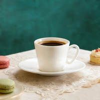 Tasse à café personnalisable, ensemble tasse et soucoupe à expresso en porcelaine fine de 90 ml, tasses à moka turques blanches.