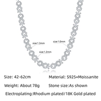 Collier de luxe en moissanite en gros, motif croix infinie, chaîne cubaine à maillons épingle pavés, style hip-hop, bijoux fins d'usine