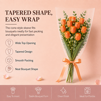 Kantong Bunga Tahan Air Cetak Gravure Grosir, Selongsong Bunga BOPP Trapesium untuk Florist Pernikahan