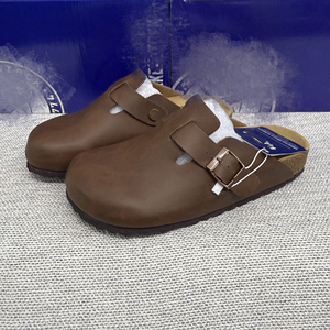 Mules et sabots populaires en cuir véritable souple à bout fermé, respirants, pour usage quotidien et extérieur, style Birkenstock - Product Image 2