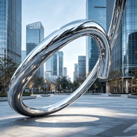 Sculpture moderne abstraite de danseuse de ballet K062 en acier inoxydable poli avec base en forme de tasse à café pour l'art public commercial