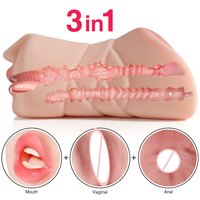 Machine de masturbation réaliste en silicone pour hommes, avec fonctions vaginale, anale et orale, incluant un masturbateur de poche type 'Aircraft Cup' et un jouet sexuel anal.