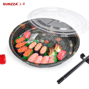 Sunzza stapelbarer japanischer Stil über Größe 32 cm Party Einweg Haustier Kreis Platte Fast <span class=keywords><strong>Food</strong></span>/Obst/Sushi Tablett Container Box - Product Image 4