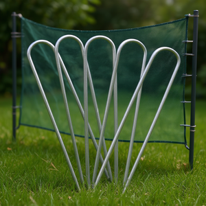 Piquets métalliques D0100X3BC1X pour gazon, 1,57 po x 7,87 po, pour filet pare-vent, accessoires de jardin - Product Image 2
