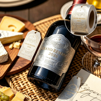 Etiqueta de Vino Metálica de Marca de Lujo Personalizada, Etiqueta de Aluminio Dorado en Relieve para Vino Tinto y Whisky