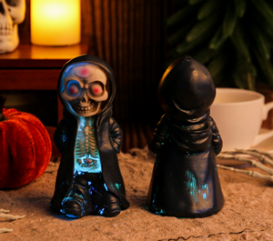 DAMAI Figura de Esqueleto Gótico de Resina para Niños, Estilo Ceñudo con Túnica Negra, Decoración de Halloween para el Hogar, Venta al por Mayor - Product Image 2
