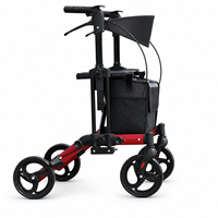 Rollator Ketinggian Kursi Dapat Disesuaikan, Rem Tangan Pengunci, Ringan, Aluminium, Kapasitas 136kg untuk Perlengkapan Terapi Penyandang Disabilitas