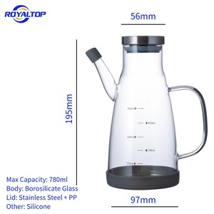 Bouteille à vinaigre en verre borosilicate de 780 ml, distributeur et cruche en verre <span class=keywords><strong>pour</strong></span> vinaigrette, huile d'olive, miel, eau, sirop - Product Image 4