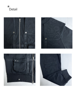เสื้อแจ็คเก็ตฮู้ดดี้คาร์โก้สไตล์วินเทจแฟชั่นแนวสตรีท ล้างสีแบบแอซิด ซิปคู่ กระเป๋าหลายช่อง ผ้าฝ้าย 100% ผลิตตามแบบ ODM สำหรับผู้ชาย - Product Image 6