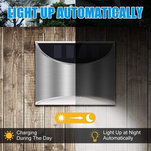 Lámpara Solar LED para Cercas y Paredes, Impermeable IP65, de Acero Inoxidable, con Batería Recargable, Encendido Automático Nocturno, para Número de Casa y Jardín - Product Image 4