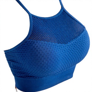 Women's Plus Size Crew Neck Mesh Seamless Sports <b>Bra</b> Sleeveless Cropped Breathable Yoga Front Logo Eco-Friendly Four-Way <b>Stretch</b> - Product Image 2