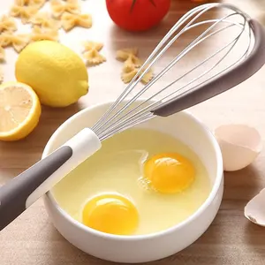 Manual Stainless Steel Egg Whisk With Silicone Scraper