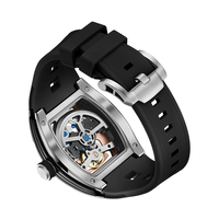 Nouvelle montre automatique squelette tonneau de luxe 2026, prête à être expédiée, en stock, pour hommes, avec logo personnalisé OEM, montre-bracelet mécanique en saphir