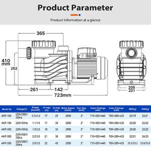 Pompe à chaleur électrique 1 CV pour piscines <span class=keywords><strong>hors</strong></span>-<span class=keywords><strong>sol</strong></span> et fontaines, alimentation 230 V, pour circulation d'eau – Approvisionnement direct usine - Product Image 4