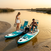Fabrika Toptan Fiyatına Şişme Katamaran Yüzen Dinlenme Platformu Çift SUP Paddle Board Teknesi, Tenteli Masa ve Koltuklarla