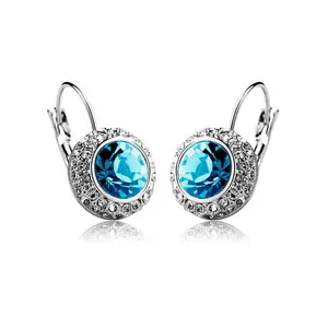 Commercio all'ingrosso Yiwu eleganti orecchini di cristallo di strass donne signora orecchino a cerchio imitazione gioielli