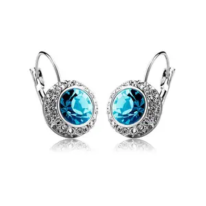 Grosir anting-anting kristal berlian buatan elegan Yiwu perhiasan imitasi anting-anting Hoop wanita