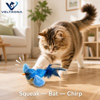 Jouet pour chat Squeaky Bird, queue en plumes véritables, corps en peluche, sifflet interne, 3 couleurs, 16 cm, jouet interactif pour animaux de compagnie