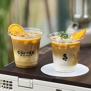 Vasos Desechables Ecológicos Transparentes de PET de 12oz-24oz con Logotipo Personalizado, 98mm con Tapas para Bebidas Frías y Té con Leche - Product Image 3