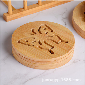 Wooden <b>Round</b> Pot <b>Mat</b> Heat Insulating <b>Table</b> <b>Mat</b> For Home Kitchen Use - Product Image 5