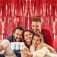 Service personnalisé Jucai Laser Wave Tinsel Foil Fringe Curtains Pink Metallic New Year